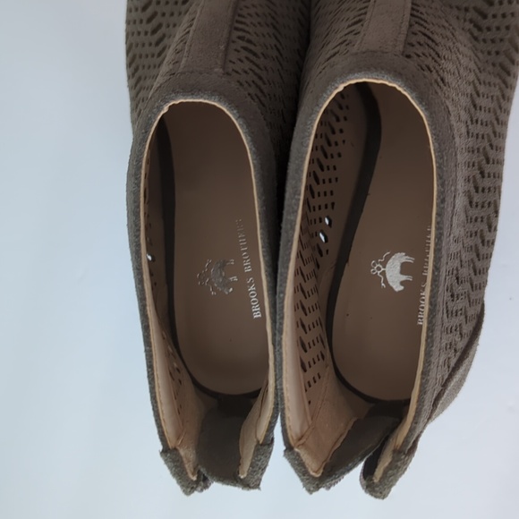Brooks Brothers High Heeled Bootie Suede Open Toe Cut Out Grey size 8 - Picture 7 of 11
